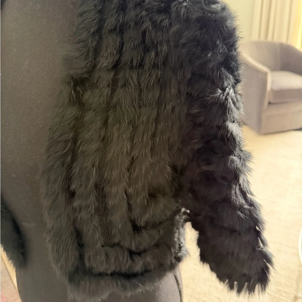 Black (Rabbit)  Fur Bolero Jacket -size S
